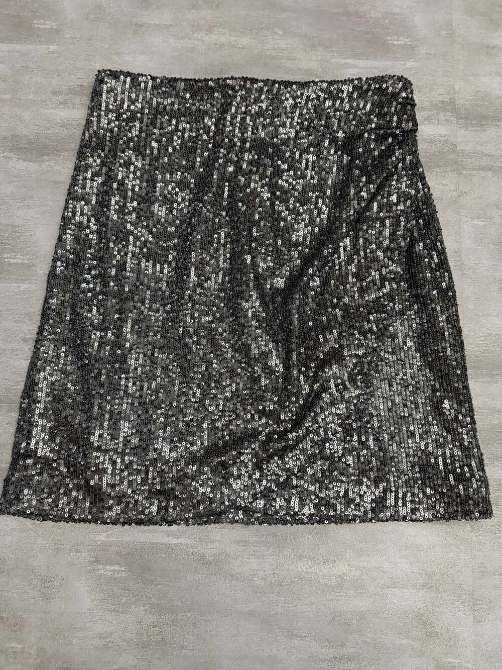 LOFT Petite Silver Sequin Mini Skirt with Back Zipper